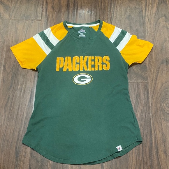 Majestic Tops - Majestic Packers Green and Gold Tee